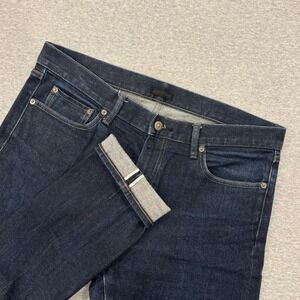 Uniqlo Selvedge Slim Straight Jeans Women's Size 12 (36x32) Blue Dark Wash Denim